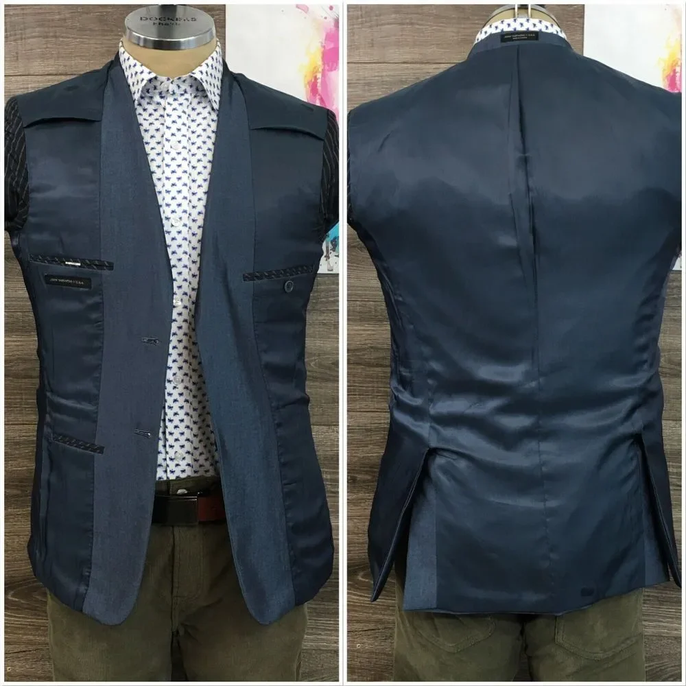 JOHN VARVATOS Mens Blazer Sport Coat Casual Jacket Size 38R Two Button Blue Suit
